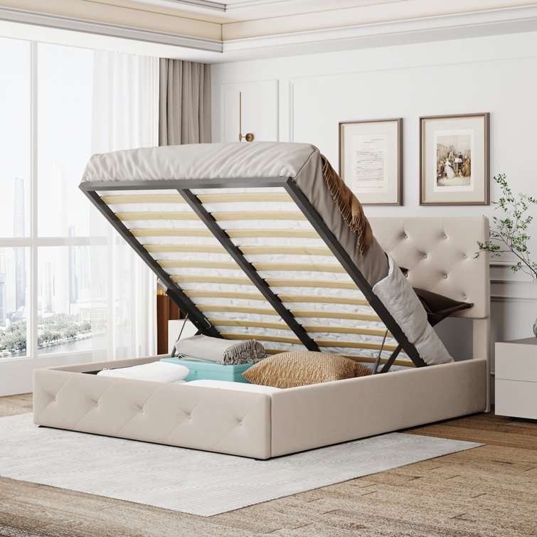 Wingback ottoman storage online bed